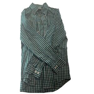 Artefact Easy Care Dress Shirt Teal Green Gingham Checkered Mens Slim‎ M